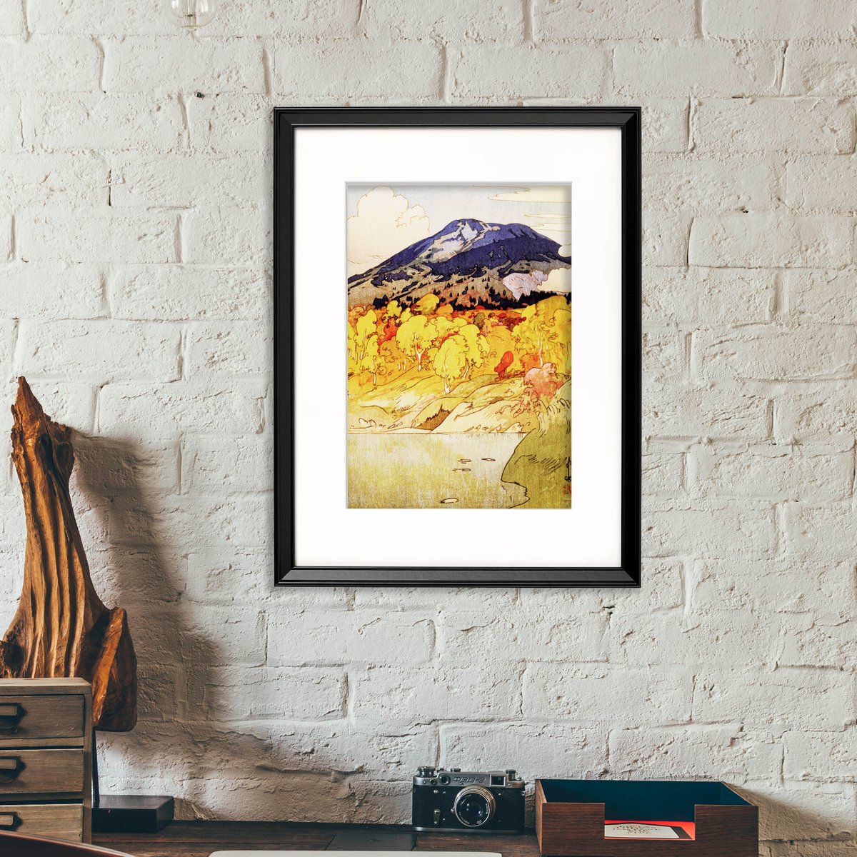 吉田博、【八甲田山紅葉】、希少な大判画集より、新品高級額・額装付 吉田博、【八甲田山紅葉】、希少な大判画集より、新品高級額・額装付