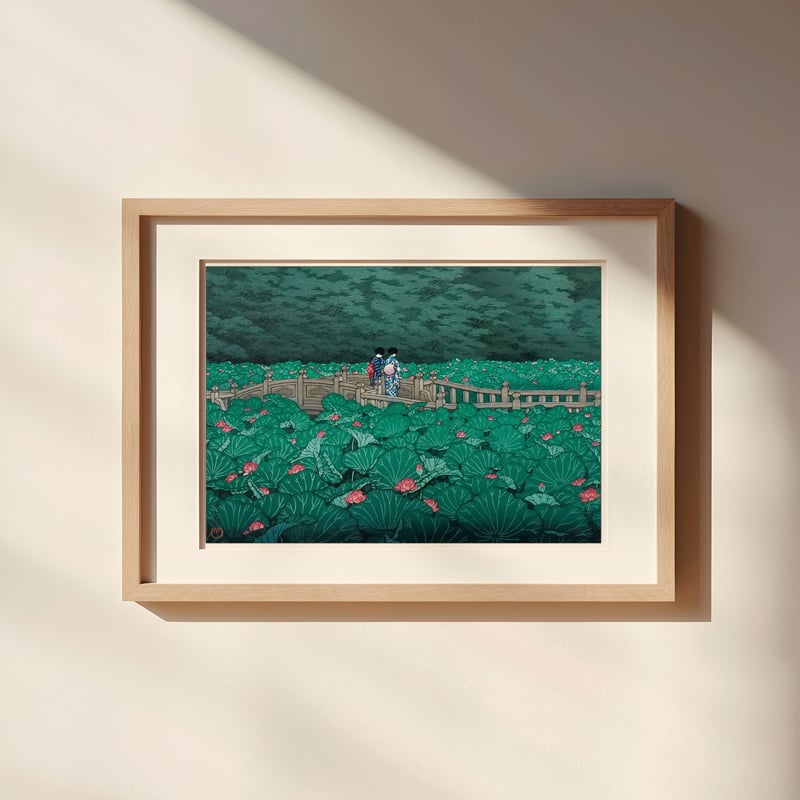 芝弁天池」昭和4年作 /IKEAフレーム入り(A4) 川瀬巴水 木版画 芝弁天池」昭和4年作 /IKEAフレーム入り(A4) 川瀬巴水 木版画
