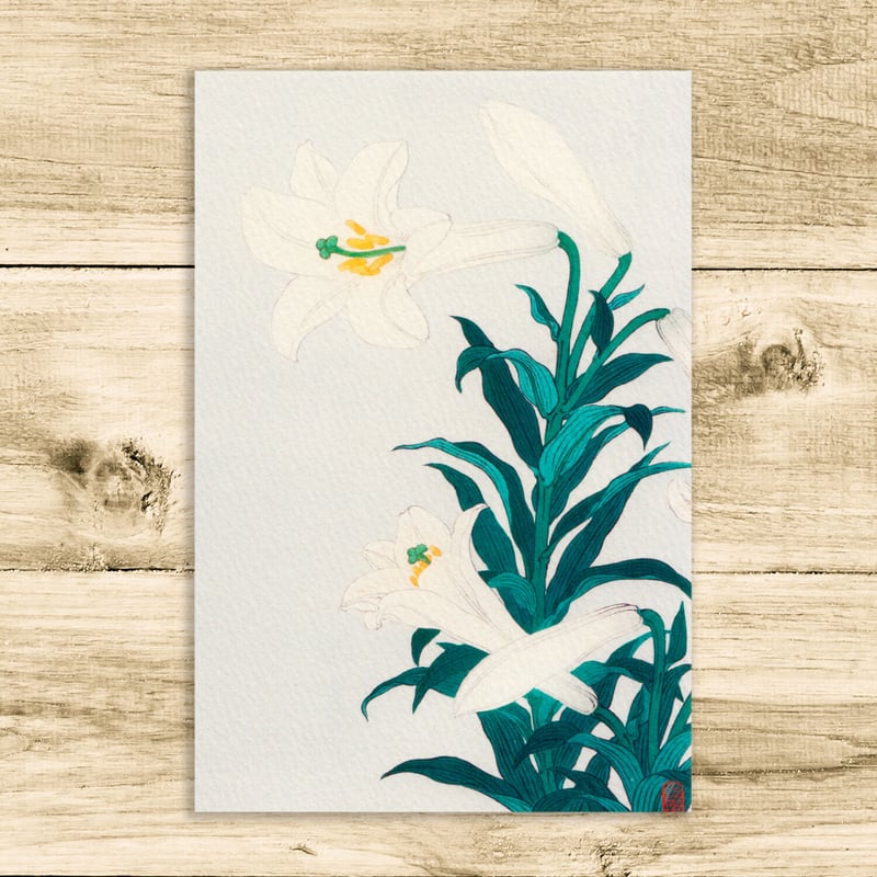 百合の花 /小原古邨 木版画複製A4 土佐純楮和紙 日本製 IKEA 百合の花 /小原古邨 木版画複製A4 土佐純楮和紙 日本製 IKEA