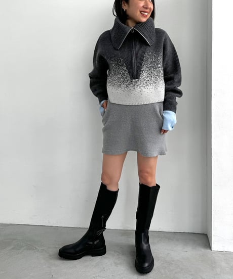 Gradation Half Zip Knit 24AWHE-049<gray>