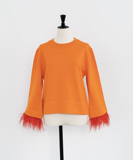 Feather fringe knit <Orange>