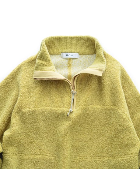 Loop Jacquard Half Zip Knit 24AWHE-047<mustard>