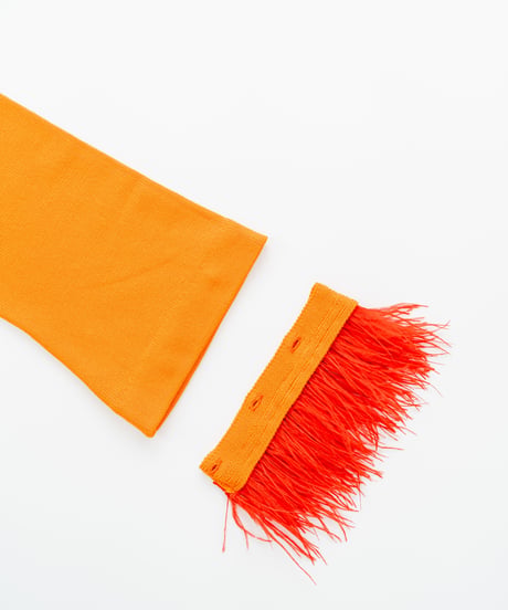 Feather fringe knit <Orange>