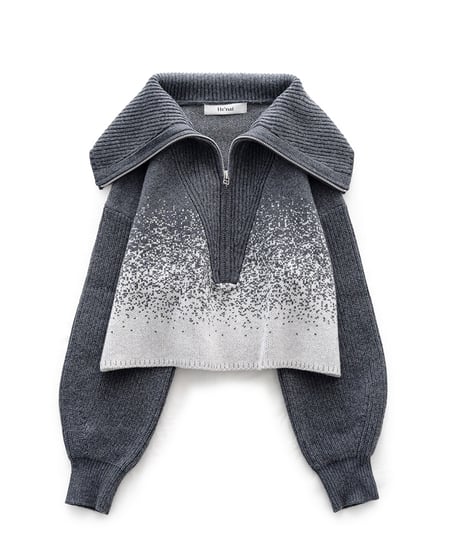 Gradation Half Zip Knit 24AWHE-049<gray>
