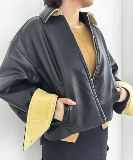 Vegan Leather Padded Short Jacket 24AWHE-044