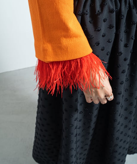 Feather fringe knit <Orange>