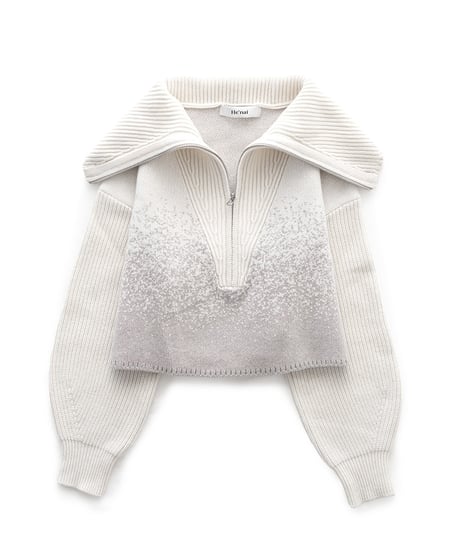 Gradation Half Zip Knit 24AWHE-049<ivory>