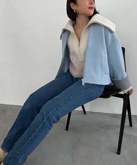 Gradation Half Zip Knit 24AWHE-049<ivory>