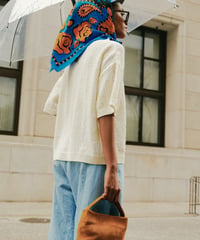 Sheer grid knit tee <white>