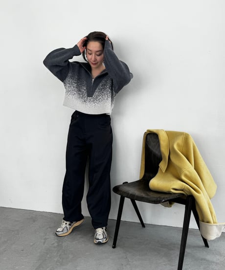 Gradation Half Zip Knit 24AWHE-049<gray>