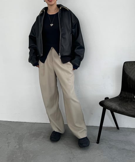 Vegan Leather Padded Short Jacket 24AWHE-044
