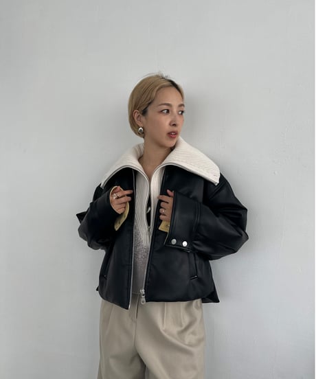 Vegan Leather Padded Short Jacket 24AWHE-044