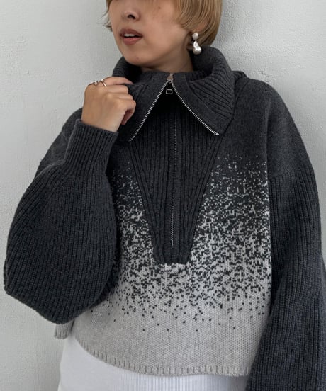Gradation Half Zip Knit 24AWHE-049<gray>