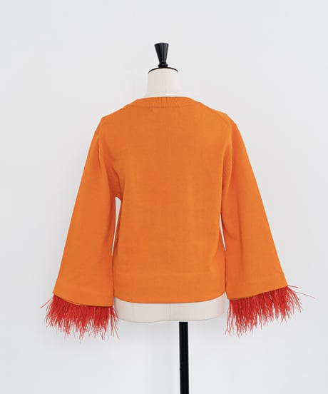 Feather fringe knit <Orange>