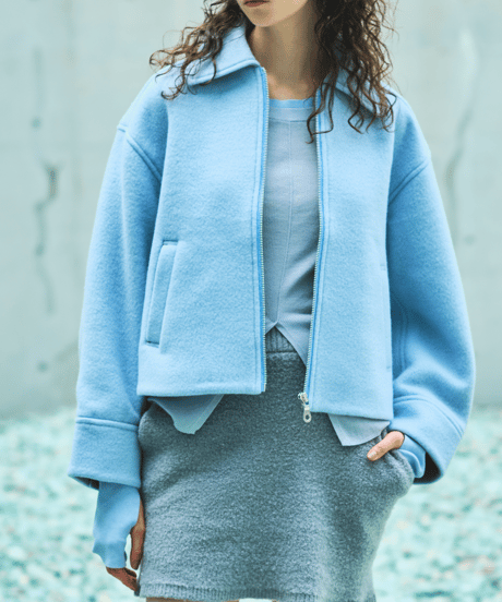 Cardboard Knit Short Jacket 24AWHE-043<sky blue>