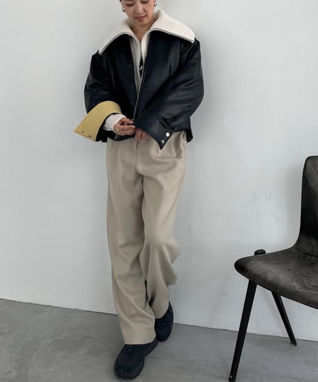 Vegan Leather Padded Short Jacket 24AWHE-044
