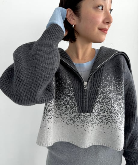 Gradation Half Zip Knit 24AWHE-049<gray>