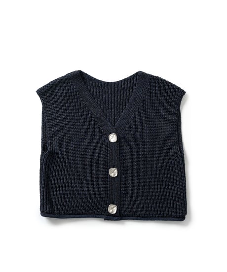 Gilded knit vest <navy>