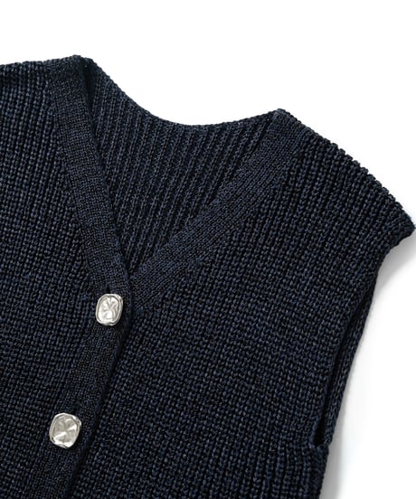 Gilded knit vest <navy>