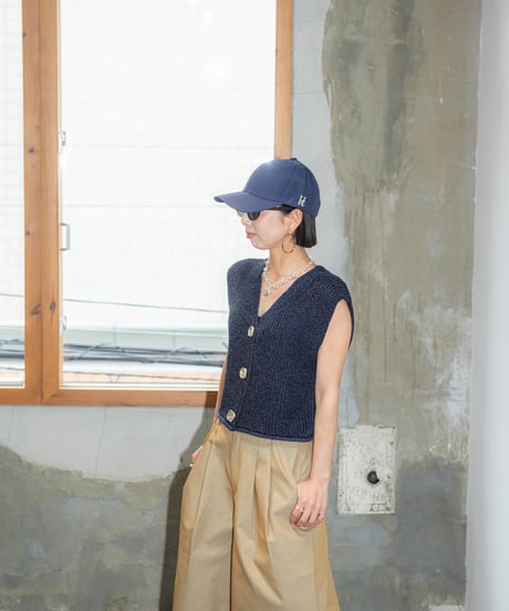 Gilded knit vest <navy>