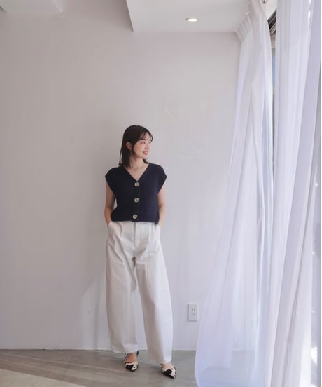 Gilded knit vest <navy>
