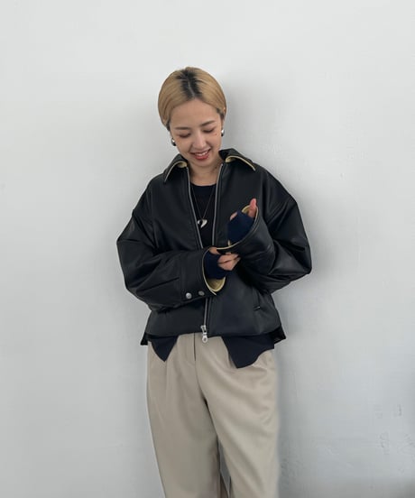 Vegan Leather Padded Short Jacket 24AWHE-044