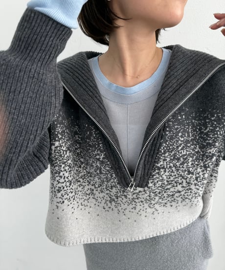 Gradation Half Zip Knit 24AWHE-049<gray>