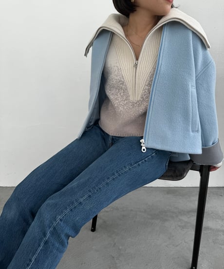 Gradation Half Zip Knit 24AWHE-049<ivory>