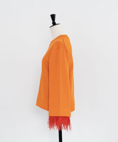 Feather fringe knit <Orange>