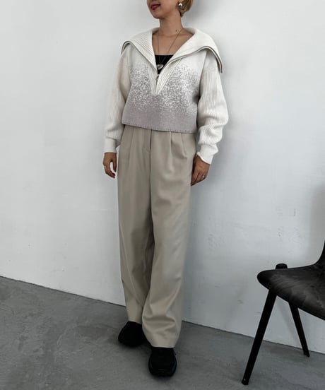 Gradation Half Zip Knit 24AWHE-049<ivory>