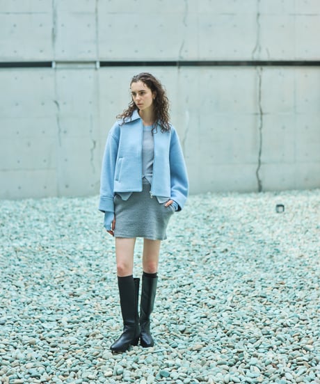 Cardboard Knit Short Jacket 24AWHE-043<sky blue>