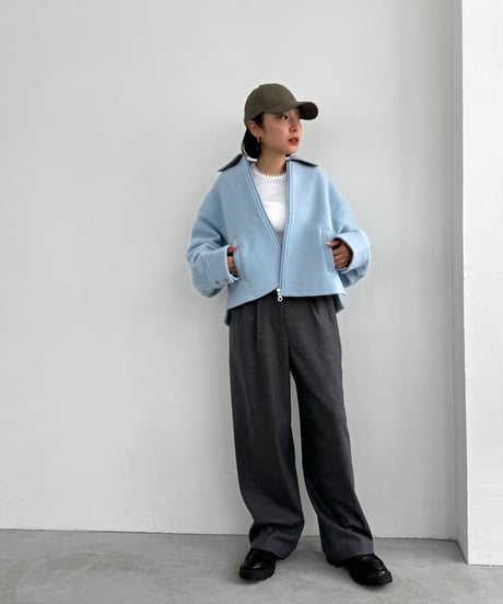 Cardboard Knit Short Jacket 24AWHE-043<sky blue>
