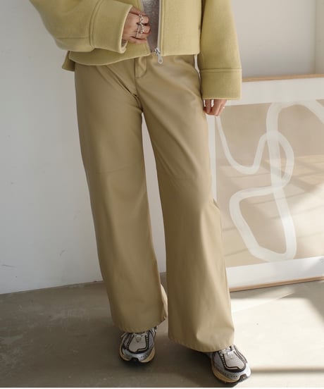 Vegan Leather Pants <Beige> 23HEAW-018