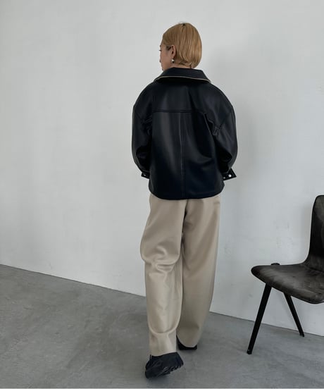 Vegan Leather Padded Short Jacket 24AWHE-044