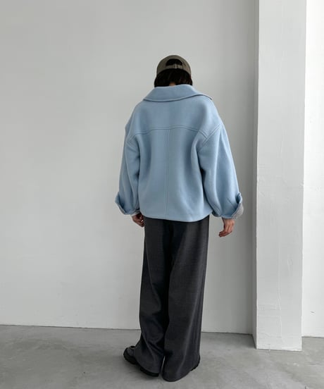 Cardboard Knit Short Jacket 24AWHE-043<sky blue>