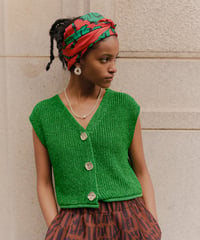 Gilded knit vest <green>