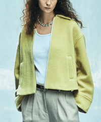Cardboard Knit Short Jacket 24AWHE-043<cream yellow>