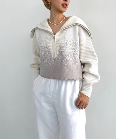 Gradation Half Zip Knit 24AWHE-049<ivory>