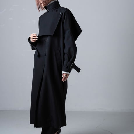 Stand Collar Long-Coat - Black