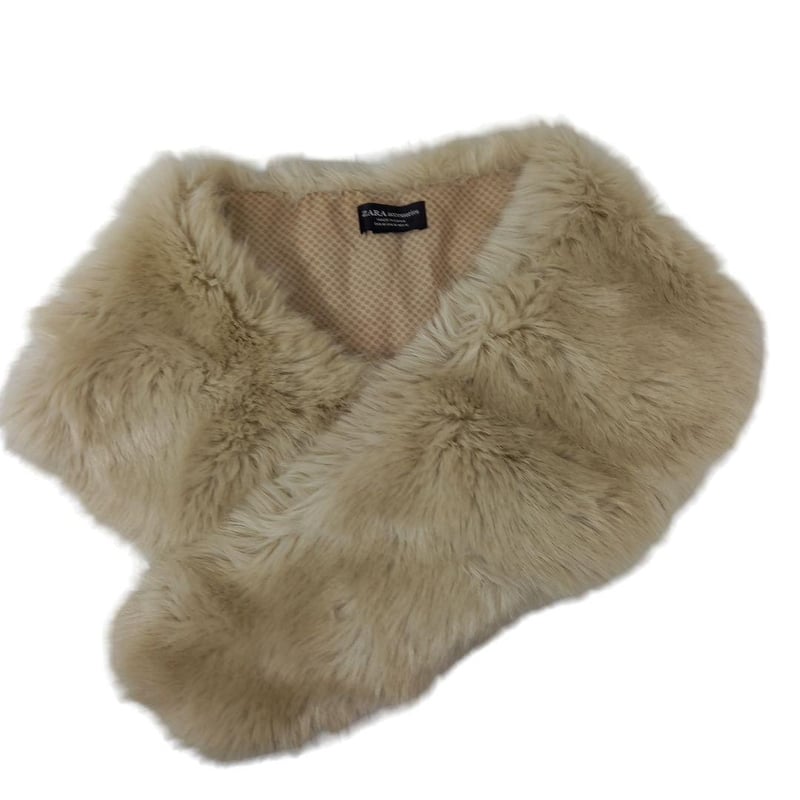 ZARA レディース フェイクファー マフラー ショール ベージュ | SHOP YUN