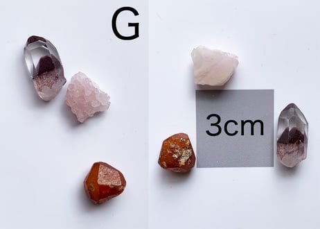 【Erosの波動】クリスタル3個セット（スペサルティンガーネット・結晶化したローズクォーツ・サンセットクォーツ）