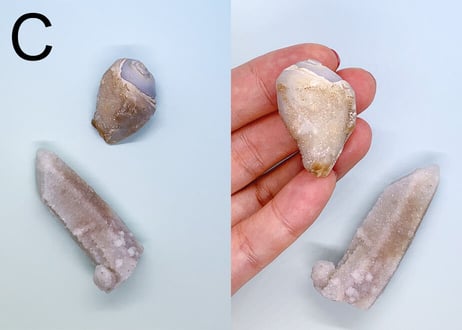 【くつろぐオーラに煌めく渦巻き】クリスタル2個セット（渦巻き結晶化した貝＆ドゥルージークォーツ）