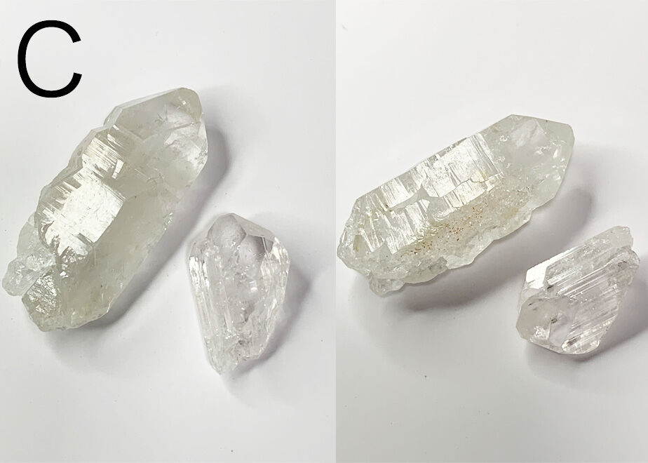 クリスタル結晶群 透明・緑 約15cm 水晶ポイント原石透明度が高い