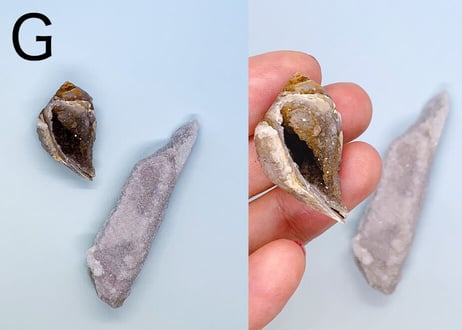 【くつろぐオーラに煌めく渦巻き】クリスタル2個セット（渦巻き結晶化した貝＆ドゥルージークォーツ）