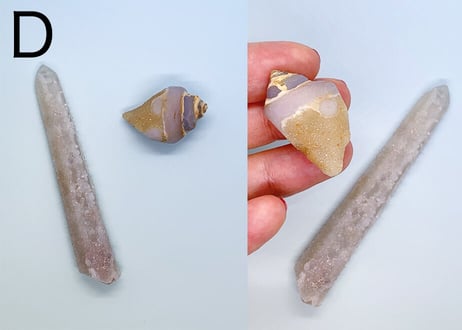 【くつろぐオーラに煌めく渦巻き】クリスタル2個セット（渦巻き結晶化した貝＆ドゥルージークォーツ）