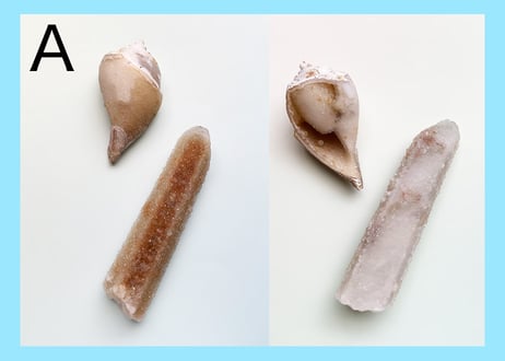 【くつろぐオーラに煌めく渦巻き】クリスタル2個セット（渦巻き結晶化した貝＆ドゥルージークォーツ）