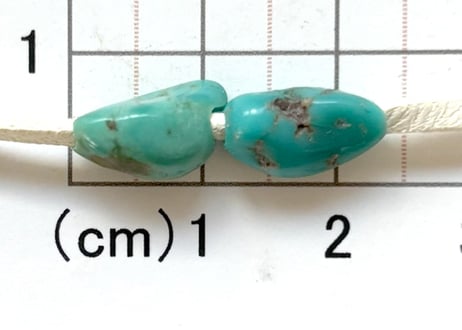 2mm穴　ターコイズビーズ　ナゲットA2個　12mm　現品　No.1064