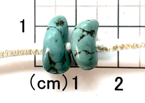 2mm穴　ターコイズビーズ　さざれ　大　2個　No.1395　15mm　現品