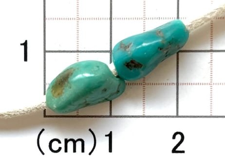 2mm穴　ターコイズビーズ　ナゲットA2個　12mm　現品　No.1064