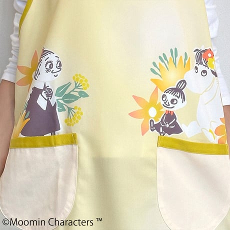 2023秋冬新作 ムーミン 保育士エプロン マスタード